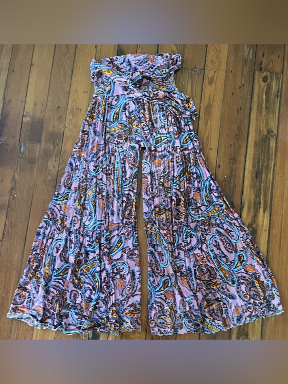 Free People FP One Aloha Wide Leg Pants Purple Paisley - Size L